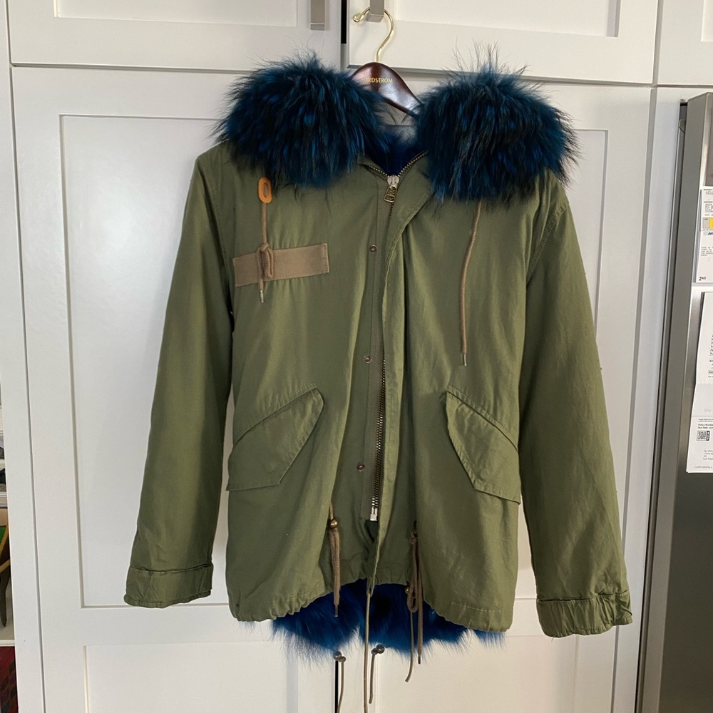 Mr & Mrs Italy Fur Parka Coat Small